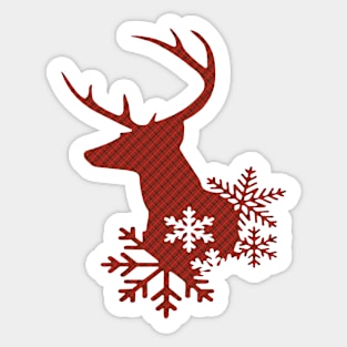 Red Plaid Christmas Deer Sticker